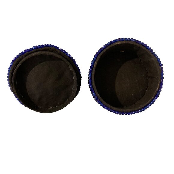 Blue Beaded Trinket Box With Turquoise Mosaic Top - Picture 7 of 9